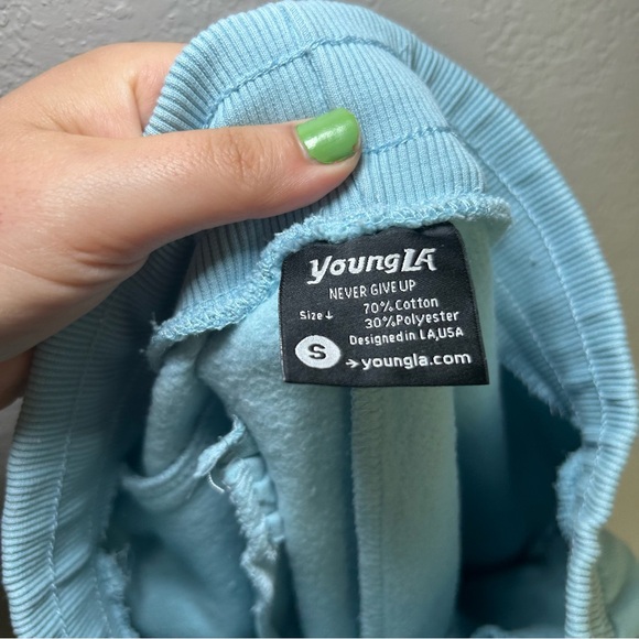 YoungLA Light Blue Joggers Men’s Small Lounge Gym drawstring fall winter workout - Picture 5 of 6